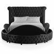 Furniture of America Vriam Glam Fabric Wingback Storage King Bed in Black