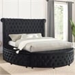 Furniture of America Vriam Glam Fabric Wingback Storage King Bed in Black