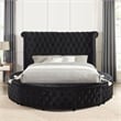 Furniture of America Vriam Glam Fabric Wingback Storage King Bed in Black