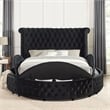 Furniture of America Vriam Glam Fabric Wingback Storage King Bed in Black