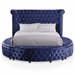 Furniture of America Vriam Glam Fabric Wingback Storage King Bed in Blue