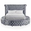 Furniture of America Vriam Glam Fabric Wingback Storage King Bed in Gray