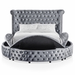 Furniture of America Vriam Glam Fabric Wingback Storage King Bed in Gray