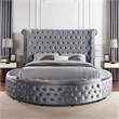 Furniture of America Vriam Glam Fabric Wingback Storage King Bed in Gray