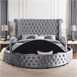 Furniture of America Vriam Glam Fabric Wingback Storage King Bed in Gray