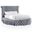 Furniture of America Vriam Glam Fabric Wingback Storage King Bed in Gray