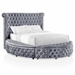 FOA Vriam 5pc Gray Fabric Bedroom Set - Cal King+2 Nightstands+Dresser+Mirror