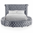 FOA Vriam 5pc Gray Fabric Bedroom Set - Cal King+2 Nightstands+Dresser+Mirror
