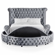 FOA Vriam 5pc Gray Fabric Bedroom Set - Cal King+2 Nightstands+Dresser+Mirror