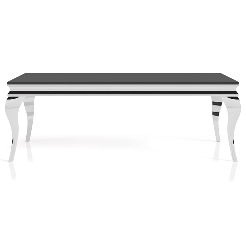 Furniture of America Alang Glass Top 2pc Coffee Table Set in Black and Silver