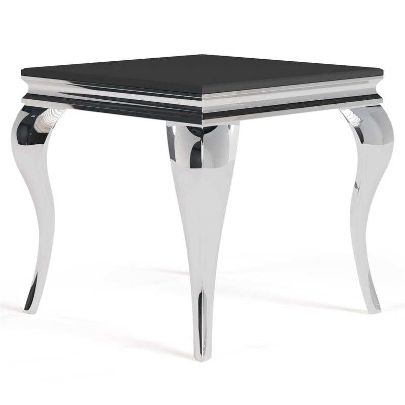 Furniture of America Alang Glass Top 2pc Coffee Table Set in Black and Silver