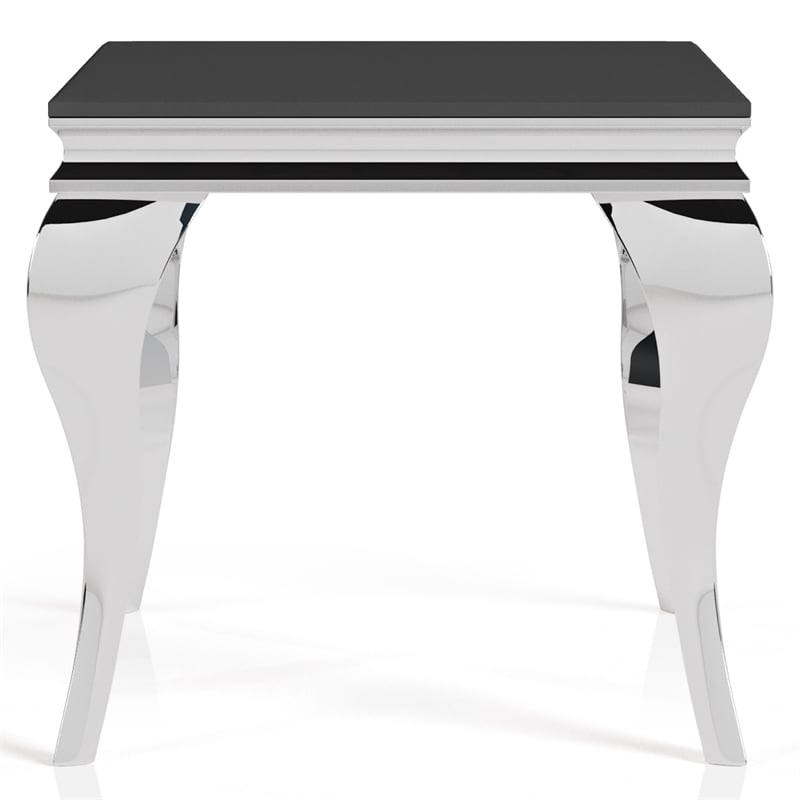 Furniture of America Alang Glass Top 2pc Coffee Table Set in Black and Silver