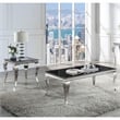 Furniture of America Alang Glass Top 2pc Coffee Table Set in Black and Silver