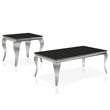 Furniture of America Alang Glass Top 2pc Coffee Table Set in Black and Silver