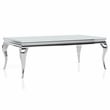 Furniture of America Alang Glass Top 2pc Coffee Table Set in White and Silver