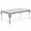 Furniture of America Alang Glass Top 2pc Coffee Table Set in White and Silver
