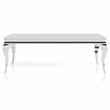 Furniture of America Alang Glass Top 2pc Coffee Table Set in White and Silver