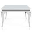 Furniture of America Alang Glass Top 2pc Coffee Table Set in White and Silver
