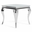 Furniture of America Alang Glass Top 2pc Coffee Table Set in White and Silver