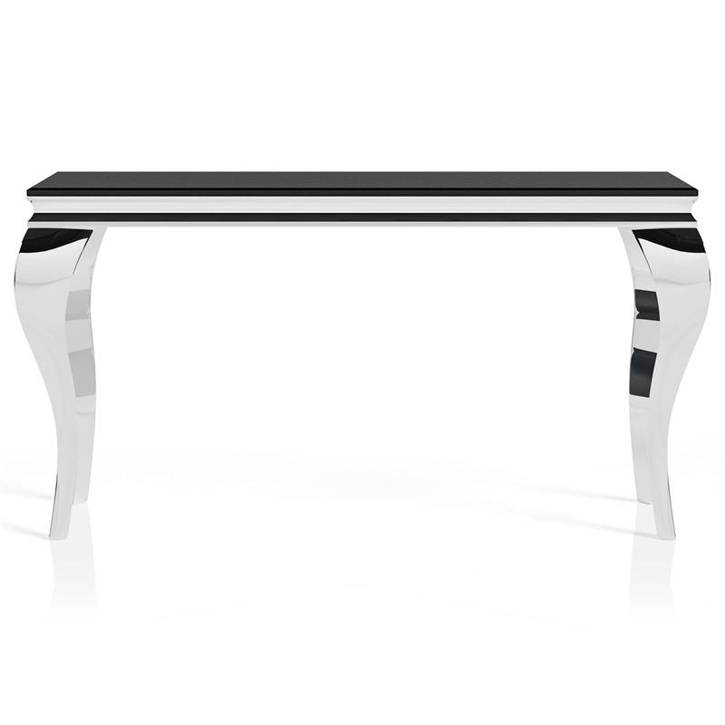 Furniture of America Alang Glass Top 3pc Coffee Table Set in Black and Silver
