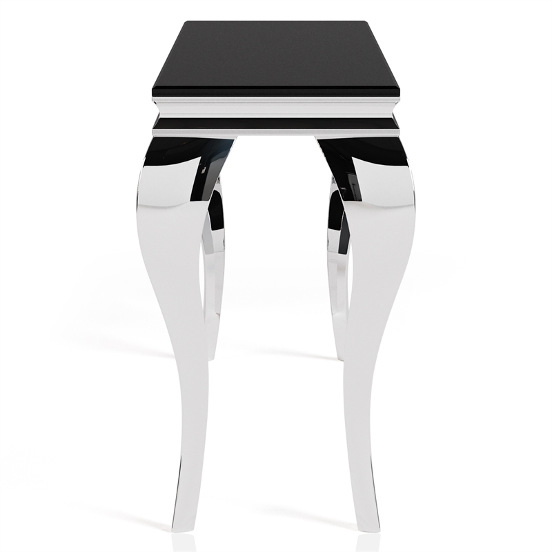 Furniture of America Alang Glass Top 3pc Coffee Table Set in Black and Silver