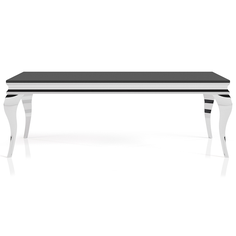 Furniture of America Alang Glass Top 3pc Coffee Table Set in Black and Silver