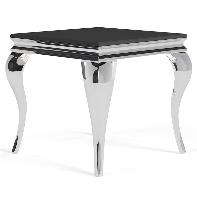 Furniture of America Alang Glass Top 3pc Coffee Table Set in Black and Silver