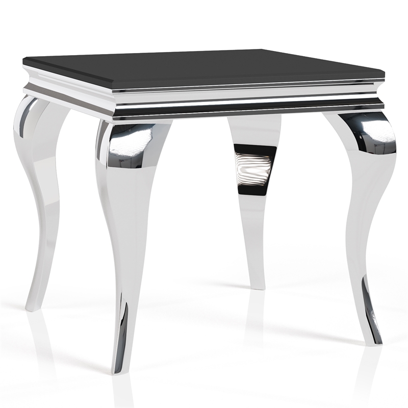 Furniture of America Alang Glass Top 3pc Coffee Table Set in Black and Silver