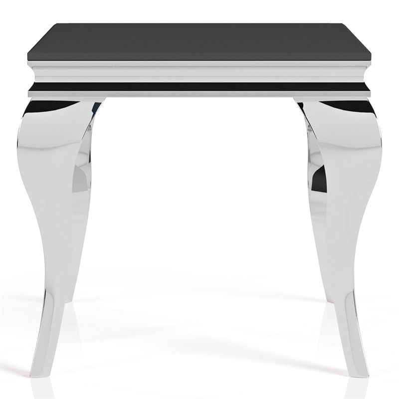 Furniture of America Alang Glass Top 3pc Coffee Table Set in Black and Silver