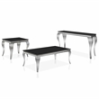 Furniture of America Alang Glass Top 3pc Coffee Table Set in Black and Silver