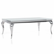 Furniture of America Alang Glass Top 3pc Coffee Table Set in White and Silver