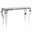 Furniture of America Alang Glass Top 3pc Coffee Table Set in White and Silver