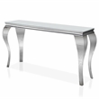 Furniture of America Alang Glass Top 3pc Coffee Table Set in White and Silver