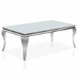 Furniture of America Alang Glass Top 3pc Coffee Table Set in White and Silver