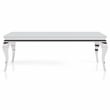 Furniture of America Alang Glass Top 3pc Coffee Table Set in White and Silver
