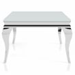 Furniture of America Alang Glass Top 3pc Coffee Table Set in White and Silver