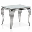 Furniture of America Alang Glass Top 3pc Coffee Table Set in White and Silver