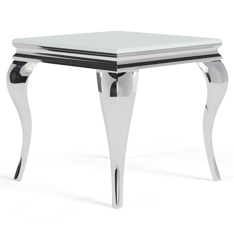 Furniture of America Alang Glass Top 3pc Coffee Table Set in White and Silver