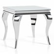 Furniture of America Alang Glass Top 3pc Coffee Table Set in White and Silver