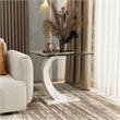 Furniture of America Navarre Glass Top End Table with White Base