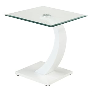 Furniture of America Navarre Glass Top End Table with White Base