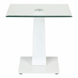 Furniture of America Navarre Glass Top End Table with White Base