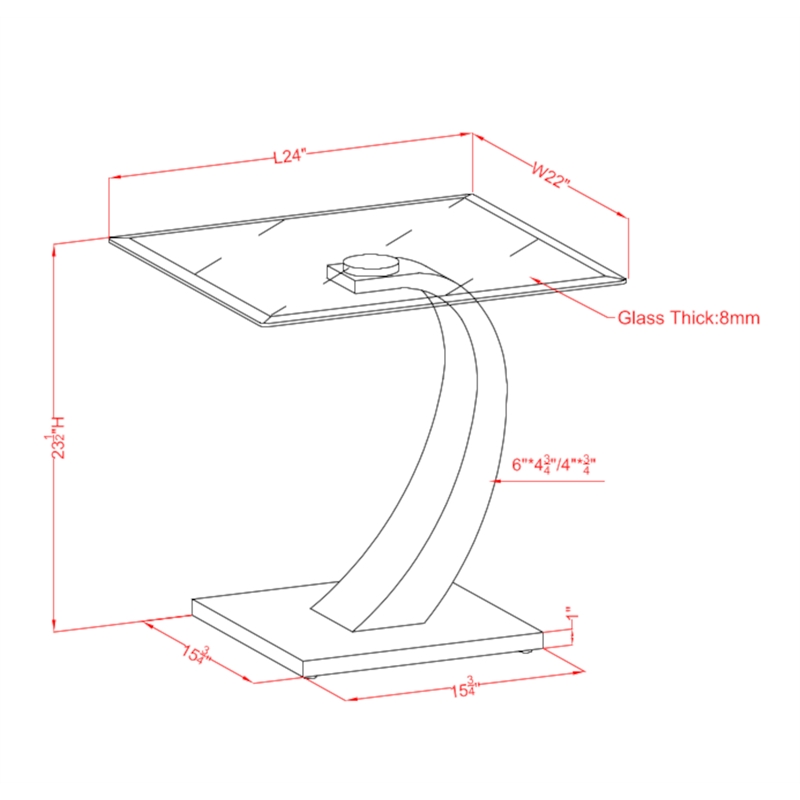 Furniture of America Navarre Glass Top End Table with White Base