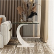 Furniture of America Navarre Glass Top End Table with White Base