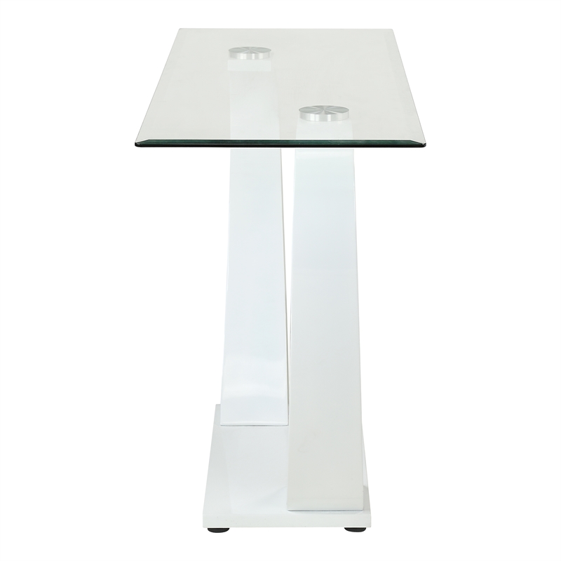 Furniture of America Navarre Glass Top Sofa Table with White Base