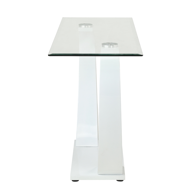 Furniture of America Navarre Glass Top Sofa Table with White Base ...