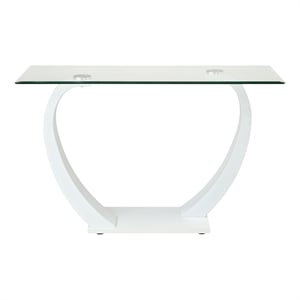 Furniture of America Navarre Glass Top Sofa Table with White Base
