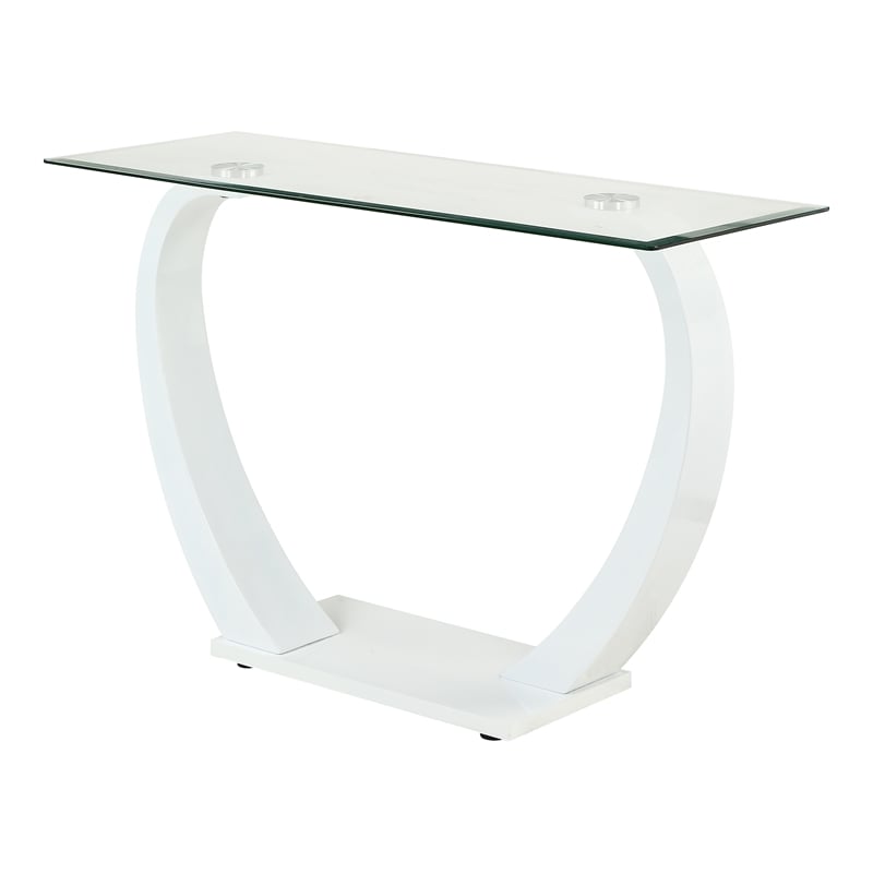 Furniture of America Navarre Glass Top Sofa Table with White Base