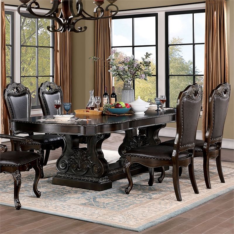 Furniture of America Lido Traditional Wood 5-Piece Dining Table Set in Walnut