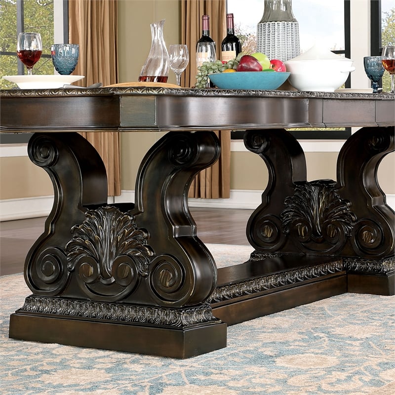 Furniture of America Lido Traditional Wood 5-Piece Dining Table Set in Walnut